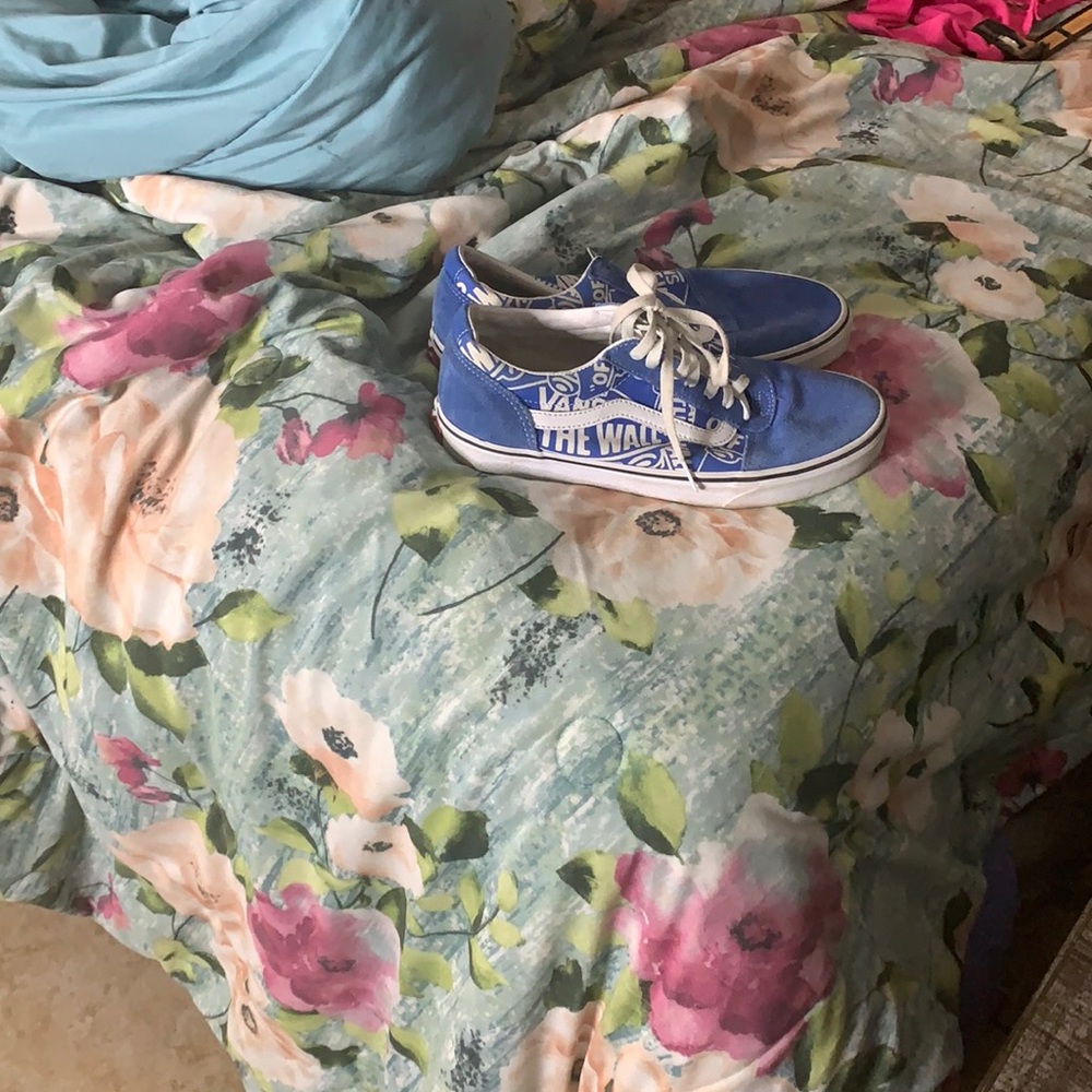 Blue and white vans and the material soft